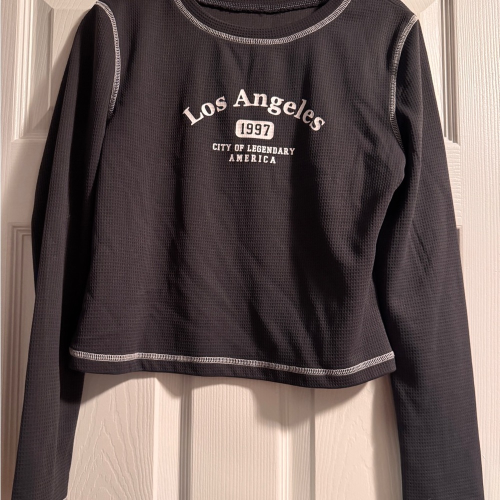 SHEIN Black Crop Top with White Lettering